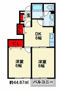 ダンケ吉志Ⅱ B棟【102号室】の間取り