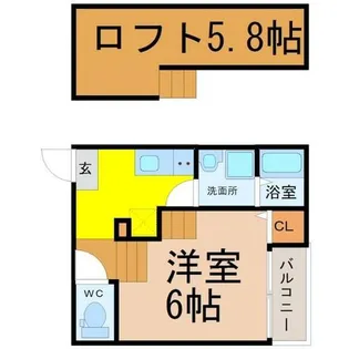 ハーモニーテラス呼続【2階】の間取り