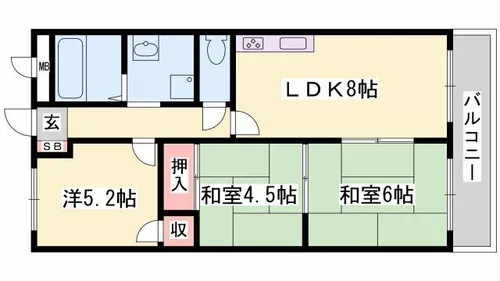 リゾティ英賀保【302号室】の間取り