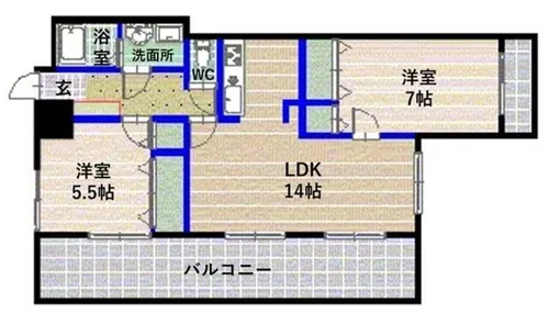 福岡県福岡市中央区六本松4丁目【マンション】の間取り