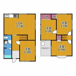 大阪府富田林市山中田町1丁目【一戸建】の間取り