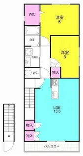 ソレーユ山手ヘーベルメゾン【201号室】の間取り