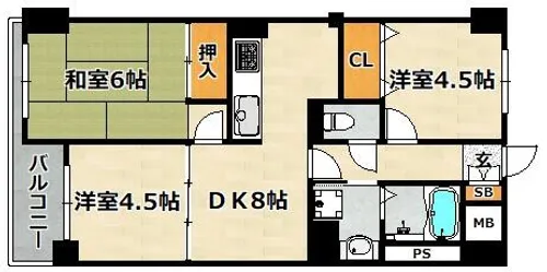 カサベラ鷹取南館【205号室】の間取り