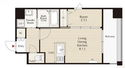 福岡県福岡市中央区荒戸2丁目【マンション】の間取り