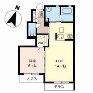 champ de fleurs 打出小槌【102号室】の間取り