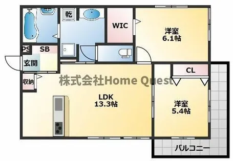 スプランデュール高井田【3階】の間取り