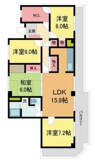 宝塚売布コーポラス【7階】の間取り