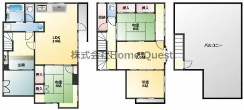 大阪府八尾市山本高安町2丁目【テラスハウス】の間取り