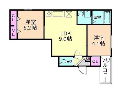 兵庫県尼崎市東七松町1丁目【アパート】の間取り