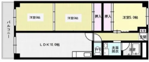 福岡県福岡市博多区千代5丁目【マンション】の間取り
