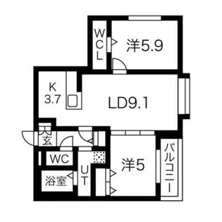 アルファスクエア南1西18【5階】の間取り
