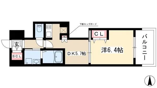 エステムプラザ名古屋駅前プライムタワー【706号室】の間取り