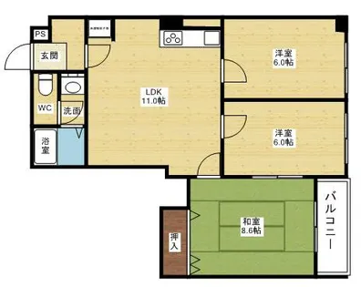 パレス江坂【6階】の間取り
