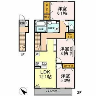 ブリーズコート扇町【2階】の間取り