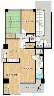 佃第2コーポ四号棟【4階】の間取り