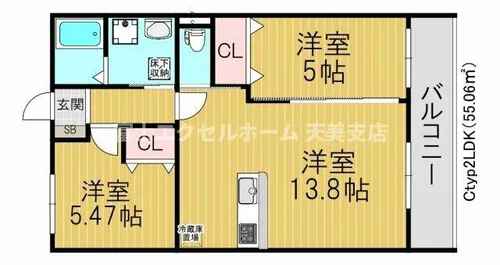 EXハイツ南住吉Ⅰ【3階】の間取り
