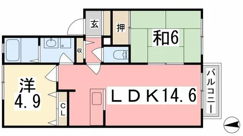 セファミ太子【206号室】の間取り