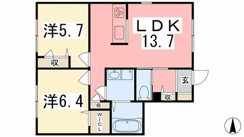グランメール小坂A【101号室】の間取り