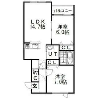 リッチオーク屯田B【1階】の間取り