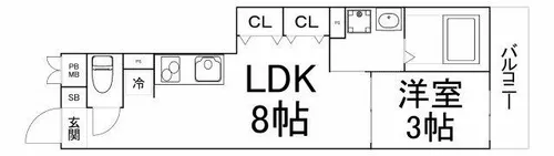 S-MOVE緑橋Ⅱ【3階】の間取り
