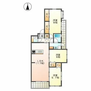 シンフォニー城見【201号室】の間取り