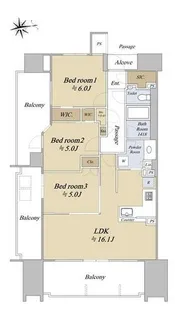 シティハウス高岳【5階】の間取り