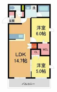 ベルアントレ西宮【3階】の間取り