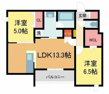 ベルアントレ西宮【405号室】の間取り