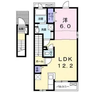 大阪府大阪市東住吉区桑津4丁目【テラスハウス】の間取り