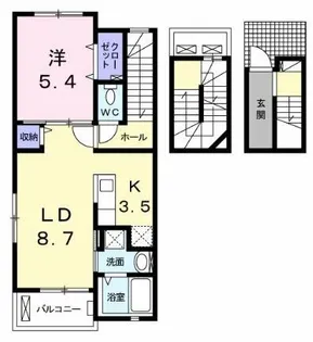 プチフローラ北野田Ⅰ【3階】の間取り