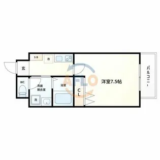 ウエンズ大阪城北【7階】の間取り