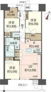 ジオ彩都いろどりの丘【3階】の間取り