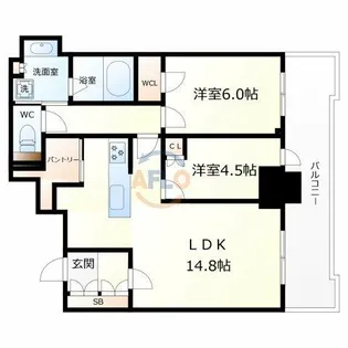 シエリアタワー大阪堀江【38階】の間取り