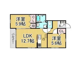 福岡県春日市須玖南2丁目【アパート】の間取り