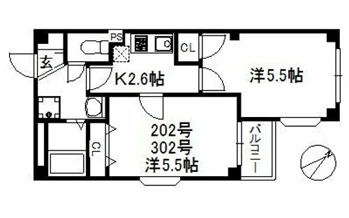 フォンテーヌ博多【202号室】の間取り
