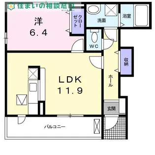 愛知県西尾市徳永町仲屋敷【アパート】の間取り