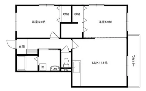 リフージュI【302号室】の間取り