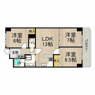 ロイヤルコート生江【6階】の間取り