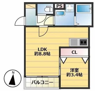 カーサコリーナ折尾【301号室】の間取り