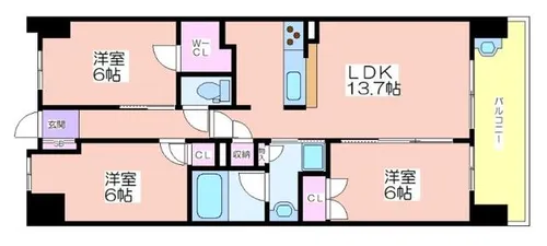 大阪ベイレジデンス(リブリーコート)【14階】の間取り