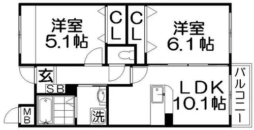 アネックス北中振【3階】の間取り