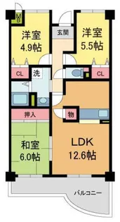 グレース門戸荘【403号室】の間取り