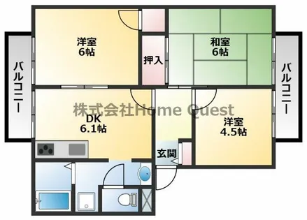 サニーコート高安B【202号室】の間取り
