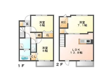 北海道札幌市東区北二十一条東22丁目【テラスハウス】の間取り