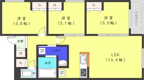 ZABO HILLS FUSHIMI【1階】の間取り