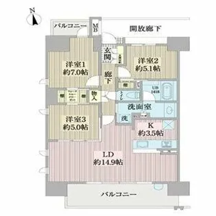 ウィスティリア豊橋【3階】の間取り