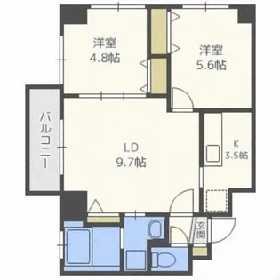 プライマル札幌琴似【9階】の間取り