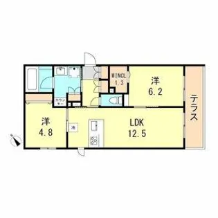 明石市野々上2丁目へーベルメゾン【101号室】の間取り