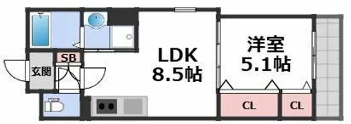 セレニティ小若江B棟【2階】の間取り