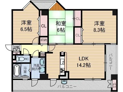 大阪府茨木市東奈良3丁目【マンション】の間取り